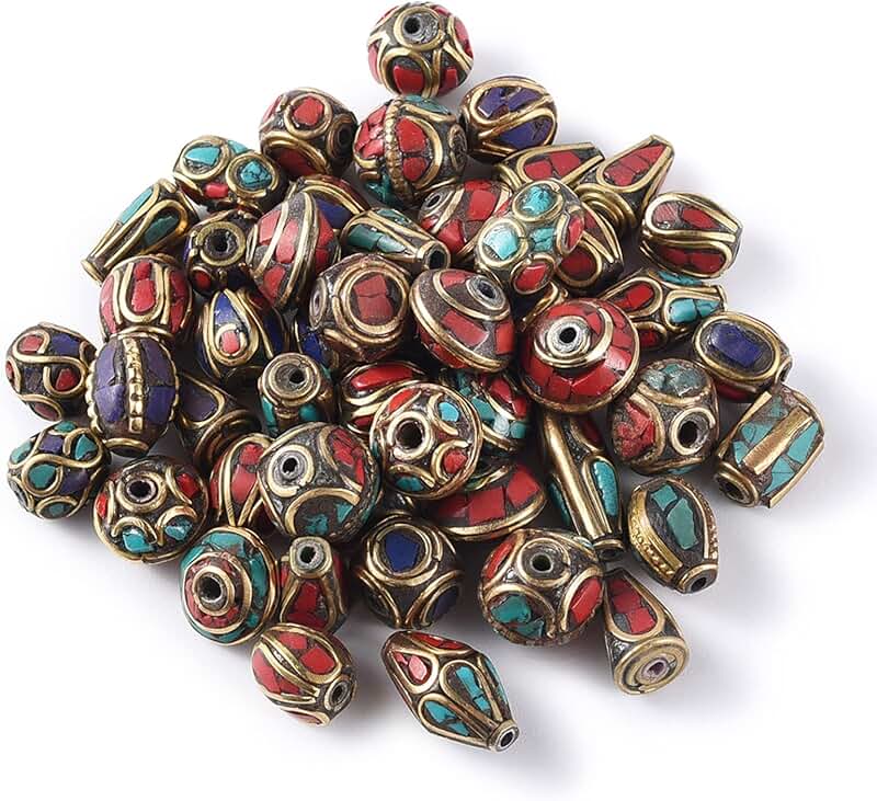 50 Handmade Tibetan Style Bead Set for Jewelry Making