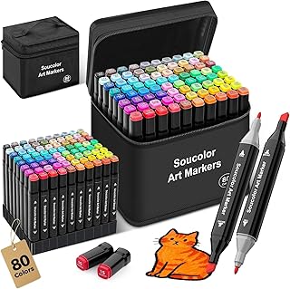80-Color Alcohol Markers with Case and Holders