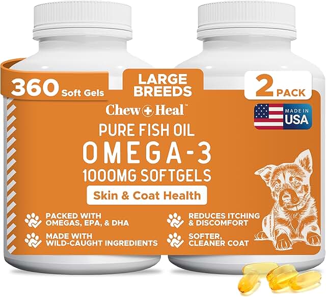 Wild Caught Omega 3 Fish Oil for Dogs - 360 Softgels