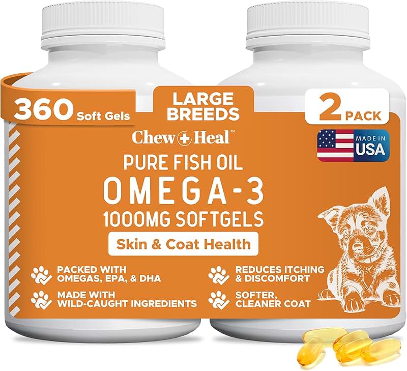 Wild Caught Omega 3 Fish Oil for Dogs - 360 Softgels