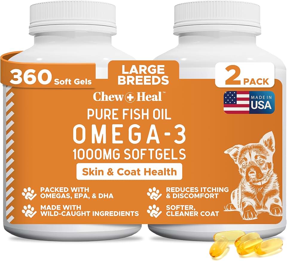 Wild Caught Omega 3 Fish Oil for Dogs - 360 Softgels