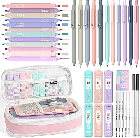 39-Piece Aesthetic School Supplies Set with Pink Pencil Case