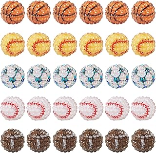 30 Pcs 20mm Sport Theme Resin Beads for Jewelry Making