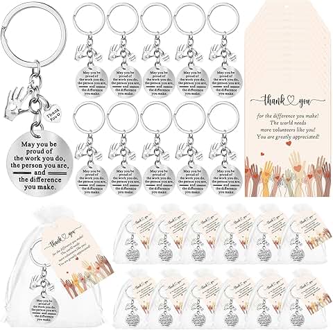 Christmas Volunteer Gift Keychains with Cards and Bags