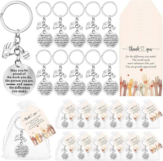Christmas Volunteer Gift Keychains with Cards and Bags