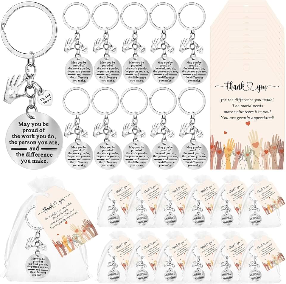Christmas Volunteer Gift Keychains with Cards and Bags