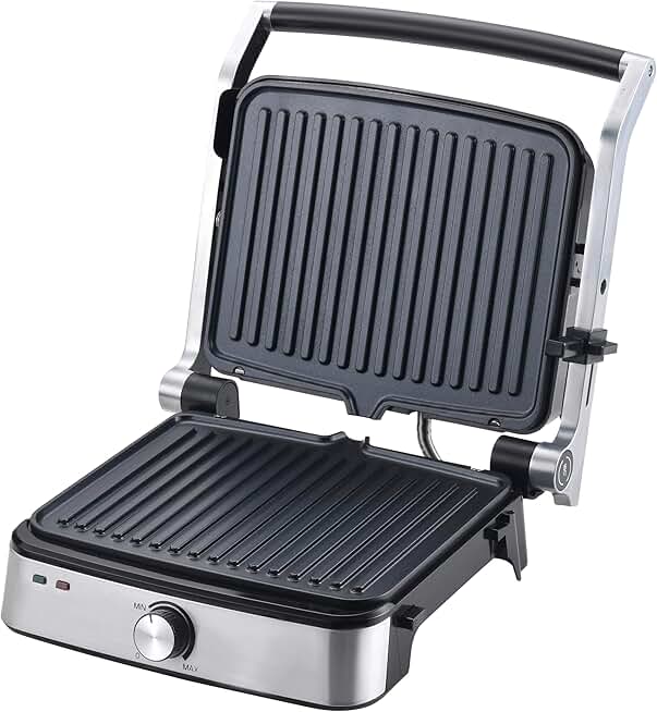 5-in-1 Stainless Steel Contact Grill with Removable Plates