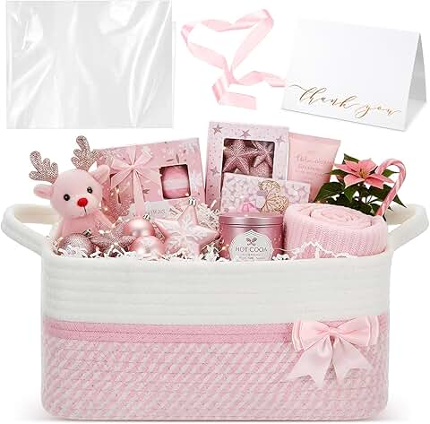Pink Christmas Gift Basket with Accessories