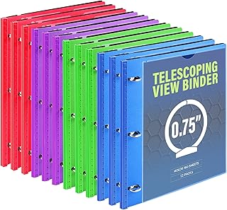 12-Pack Telescoping 3-Ring Binders, 0.75" Capacity