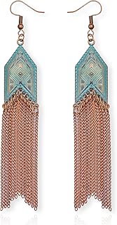 Fall Vintage Western Dangle Earrings with Turquoise and Bronze