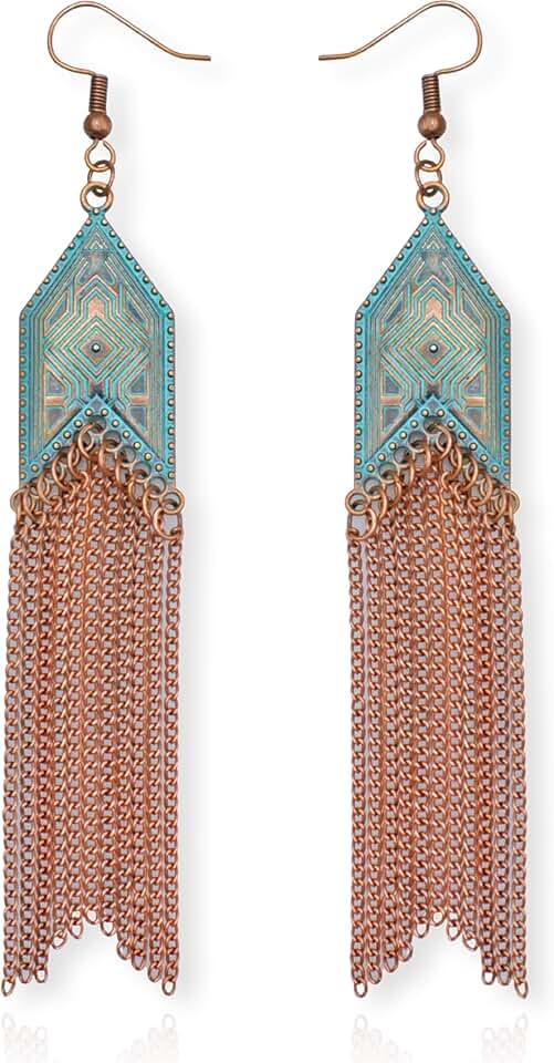 Fall Vintage Western Dangle Earrings with Turquoise and Bronze