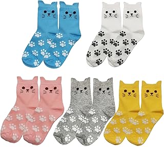 Five Pairs of Fun Cat Socks for Women