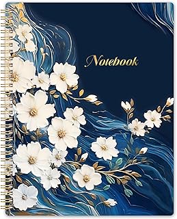 Floral Spiral Notebook with Thick Paper and Pocket