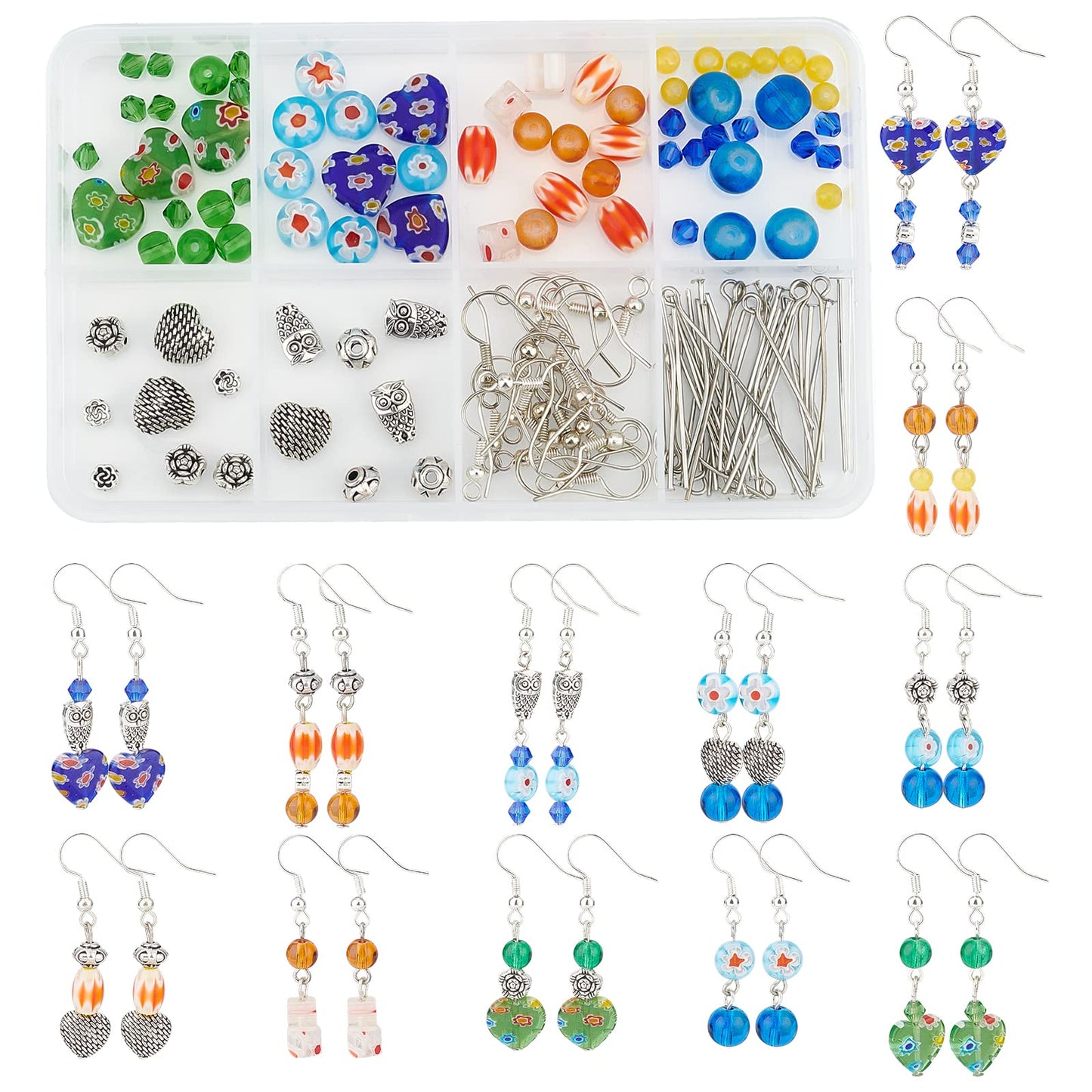 DIY Flower and Owl Bead Earring Making Kit for Beginners