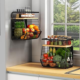 Magnetic fridge shelf with bamboo lid, 2-pack