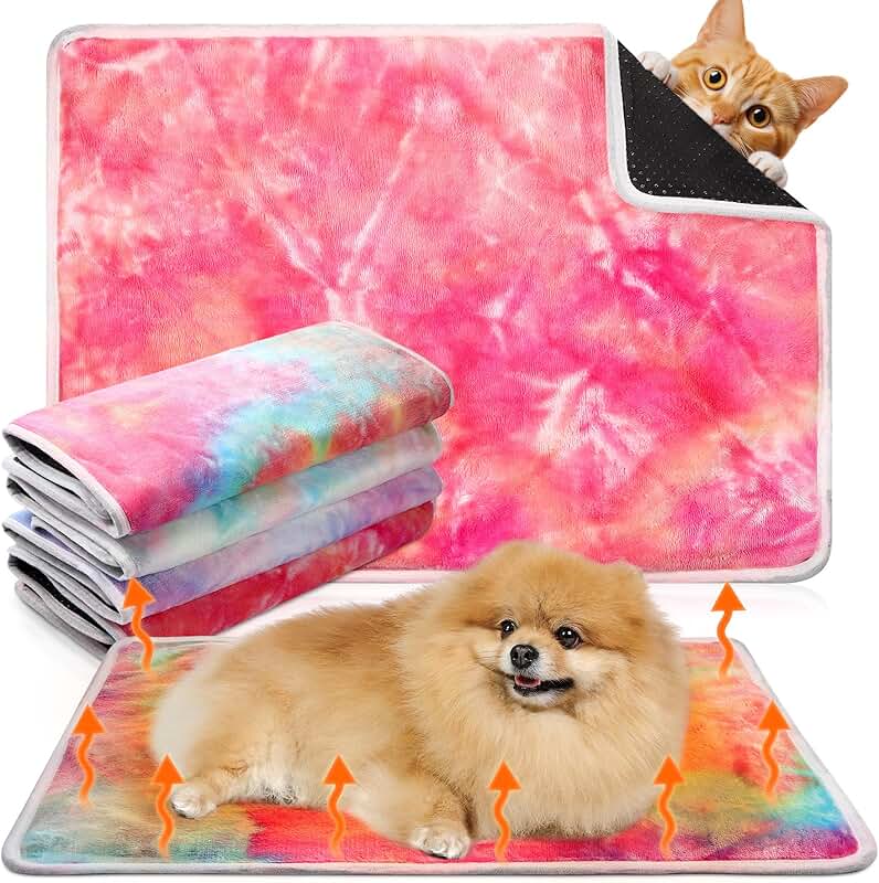 4 Pack Self-Heating Cat Beds with Removable Cover
