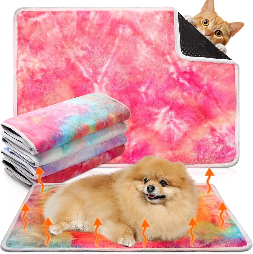4 Pack Self-Heating Cat Beds with Removable Cover
