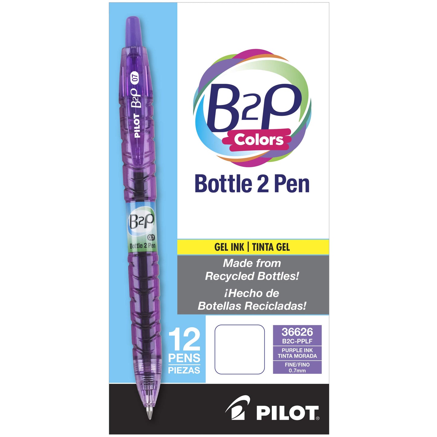 Refillable Purple Gel Pen, Fine Point, 12-Pack