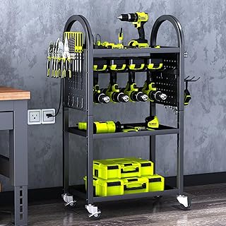 4-Tier Rolling Power Tool Organizer with Drill Holders
