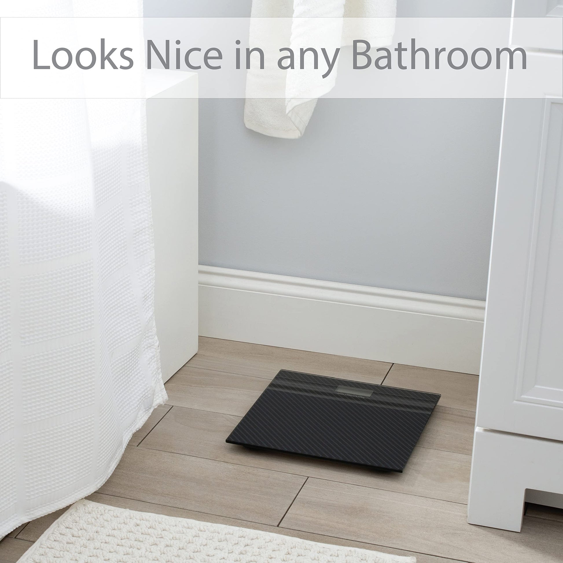 Digital Bathroom and Home Body Maximum Weight Measurement 330 s./150 kg.  Durable Tempered Gl Scale, Carbon