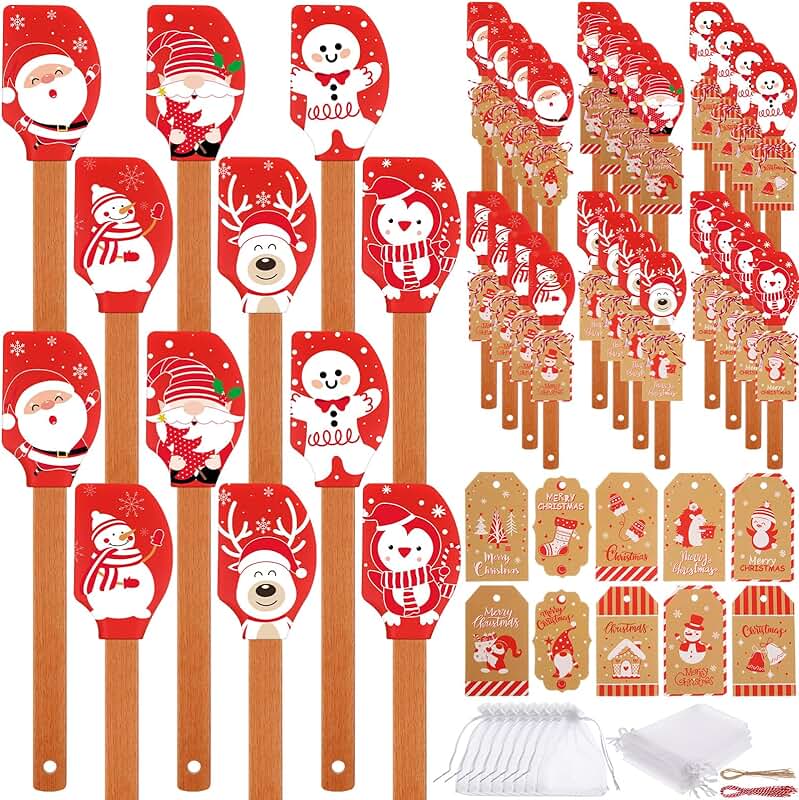 24 Christmas Silicone Spatula Sets for Baking and Cooking