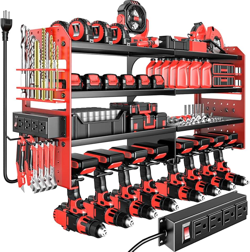 Heavy Duty Wall Mount Tool Organizer with Charging Station