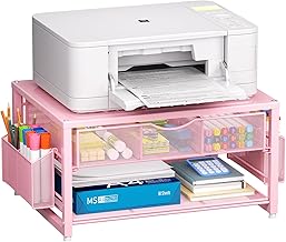 Metal Printer Stand with Drawer and Pen Holders