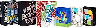 Birthday Gift Bag Assortment with 6 Bags