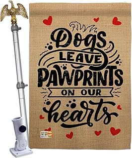 Breeze Decor Pawprints House Flag with Dog and Eagle Design