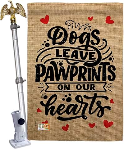 Breeze Decor Pawprints House Flag with Dog and Eagle Design