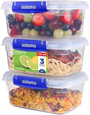 Leakproof 1L Food Storage Containers, 3 Pack