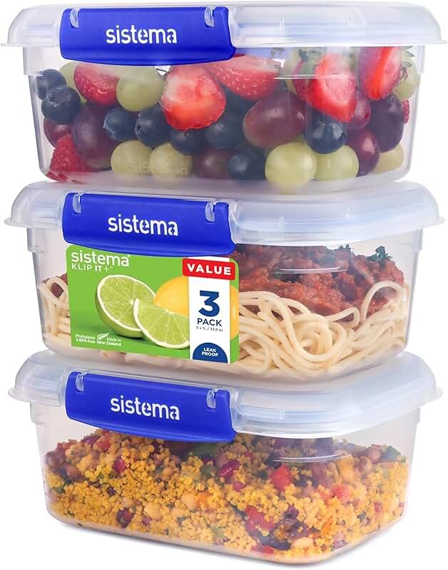 Leakproof 1L Food Storage Containers, 3 Pack