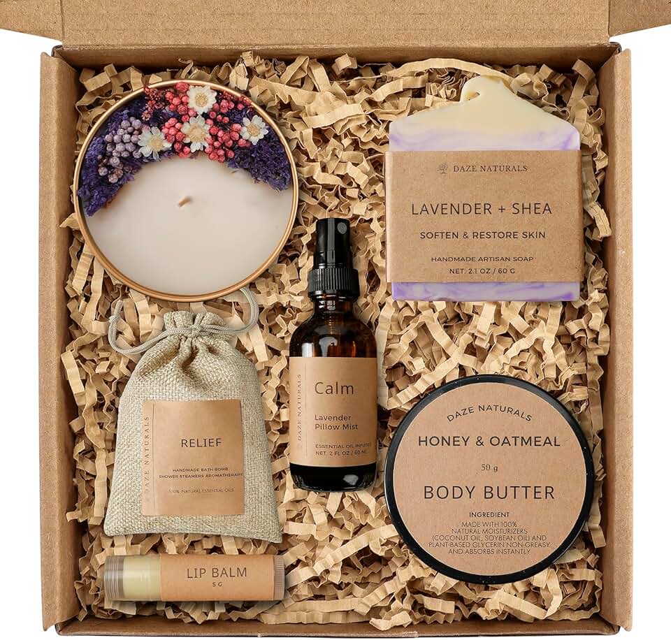 Relaxing Bath Gift Set with Lavender and Cream
