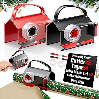 Dual Wrapping Paper Cutter and Tape Dispenser Kit