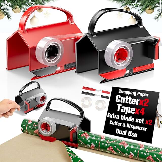 Dual Wrapping Paper Cutter and Tape Dispenser Kit