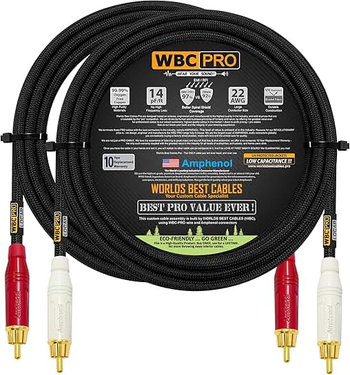 10 Foot Low-Capacitance RCA Audio Cable