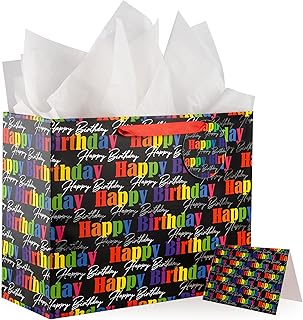 Large Black Gift Bag with Tissue and Card