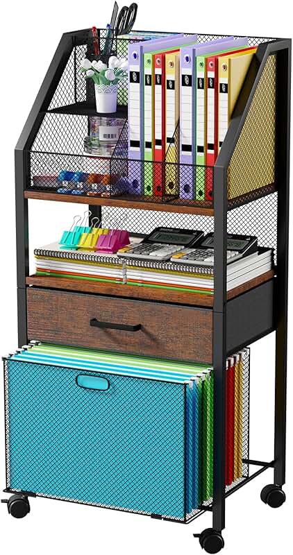 Rolling Storage Cart with Drawers for Office and Home