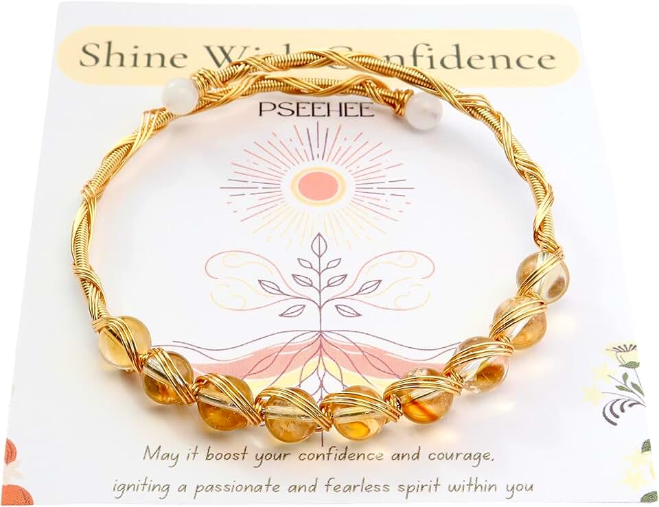 Handmade Citrine Crystal Gold Wire Wrapped Bracelet