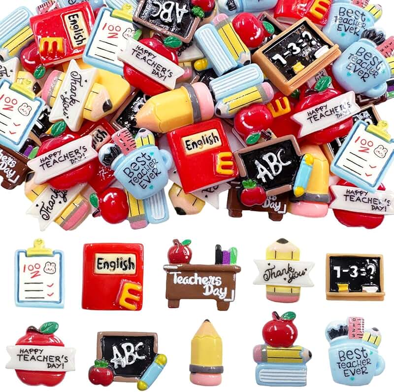 30 Pcs Flatback Resin Charms for School Crafts