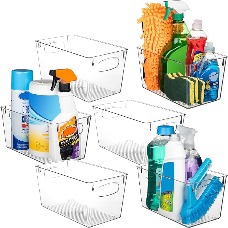 Clear Plastic Storage Bins for Kitchen and Pantry Organization