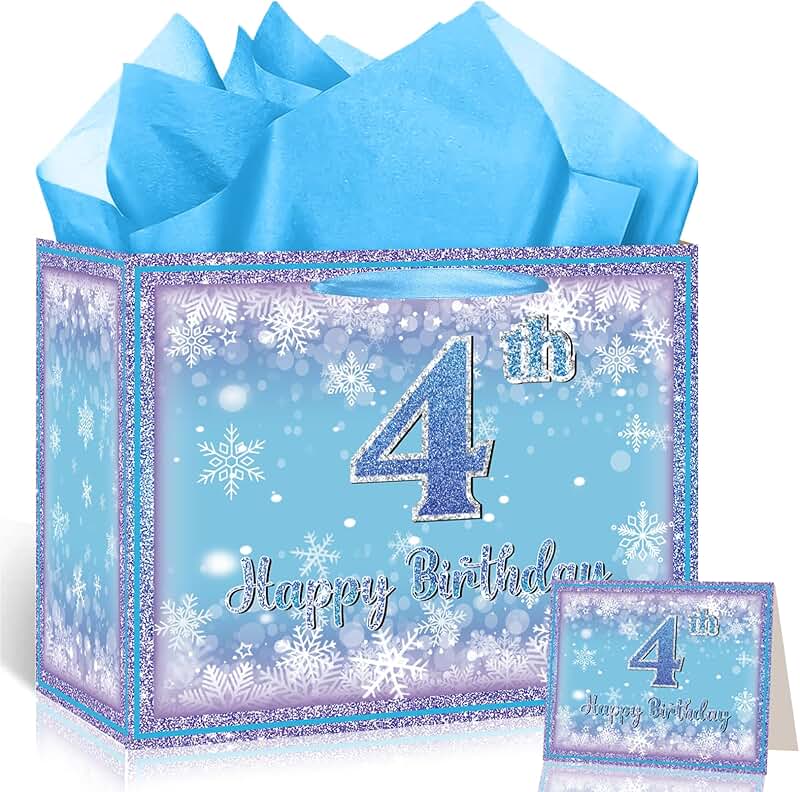 Purple Snowflake Birthday Gift Bags for Girls