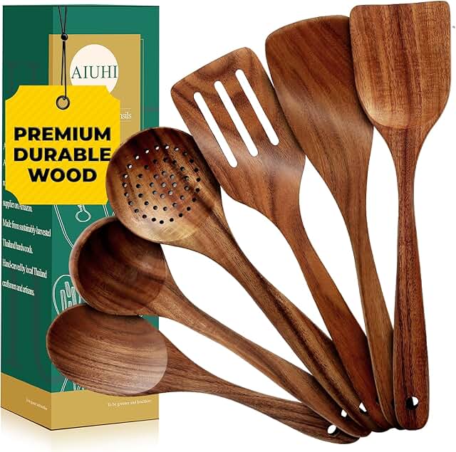 6-Piece Wooden Kitchen Utensil Set with Smooth Finish