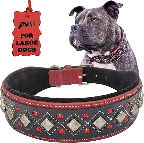Luxury Soft Leather Dog Collar for Large Dogs