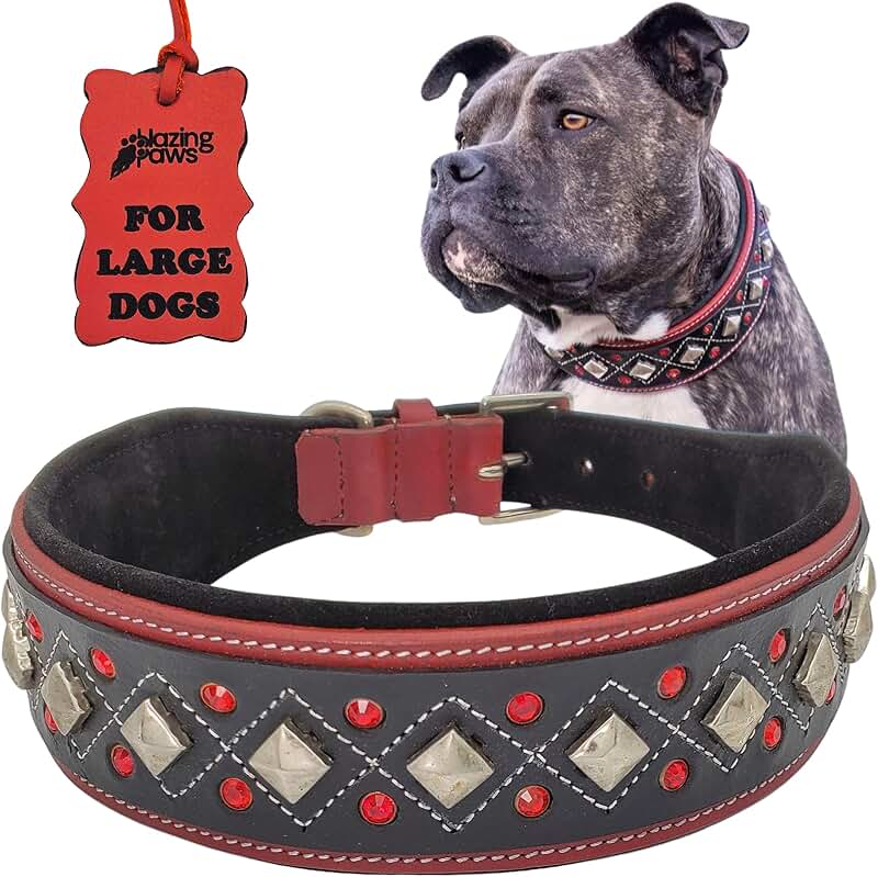 Luxury Soft Leather Dog Collar for Large Dogs