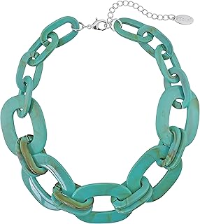 Chunky Acrylic Beads Choker with Cube Link Chain Necklace