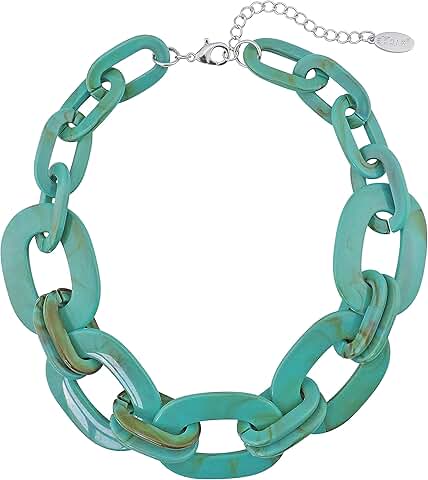 Chunky Acrylic Beads Choker with Cube Link Chain Necklace