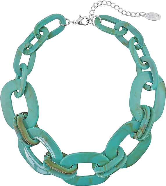 Chunky Acrylic Beads Choker with Cube Link Chain Necklace