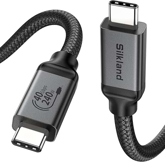 Long USB 4 Thunderbolt 4 Cable 10FT, 40Gbps, 8K, 240W
