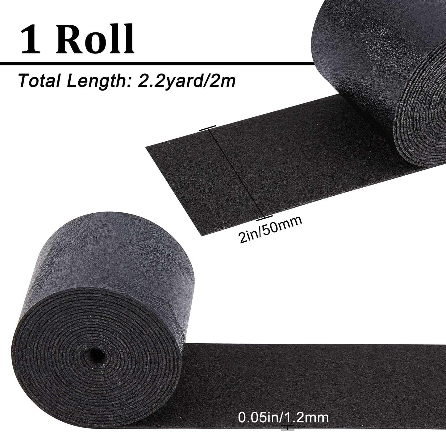 Black Leather Strips 2" x 79" x 1.2mm, 2 Pieces